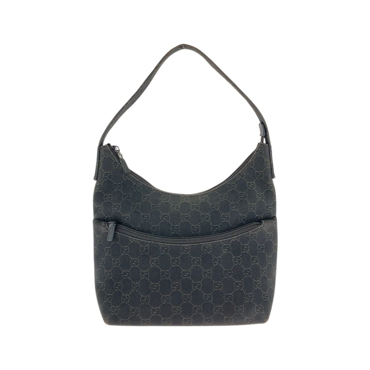 GUCCI グッチ ブラウン ブラック シルバー金具 GGキャンバス/レザー 