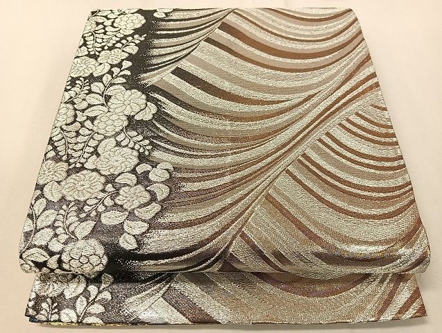 平和屋着物▽両面 両方向 全通柄袋帯 辻が花 金銀糸 正絹 逸品