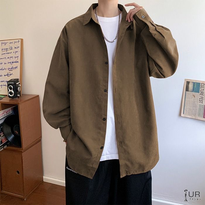 カジュアルシャツ メンズ トップス シャツジャケット シャツ 長袖シャツ 長袖 襟付き ゆったり シンプル 男性用 おしゃれ 軽量 カジュアル 無地 通学 通勤 大人 服 秋 秋服 秋冬 メンズファッション xzjhqbf#