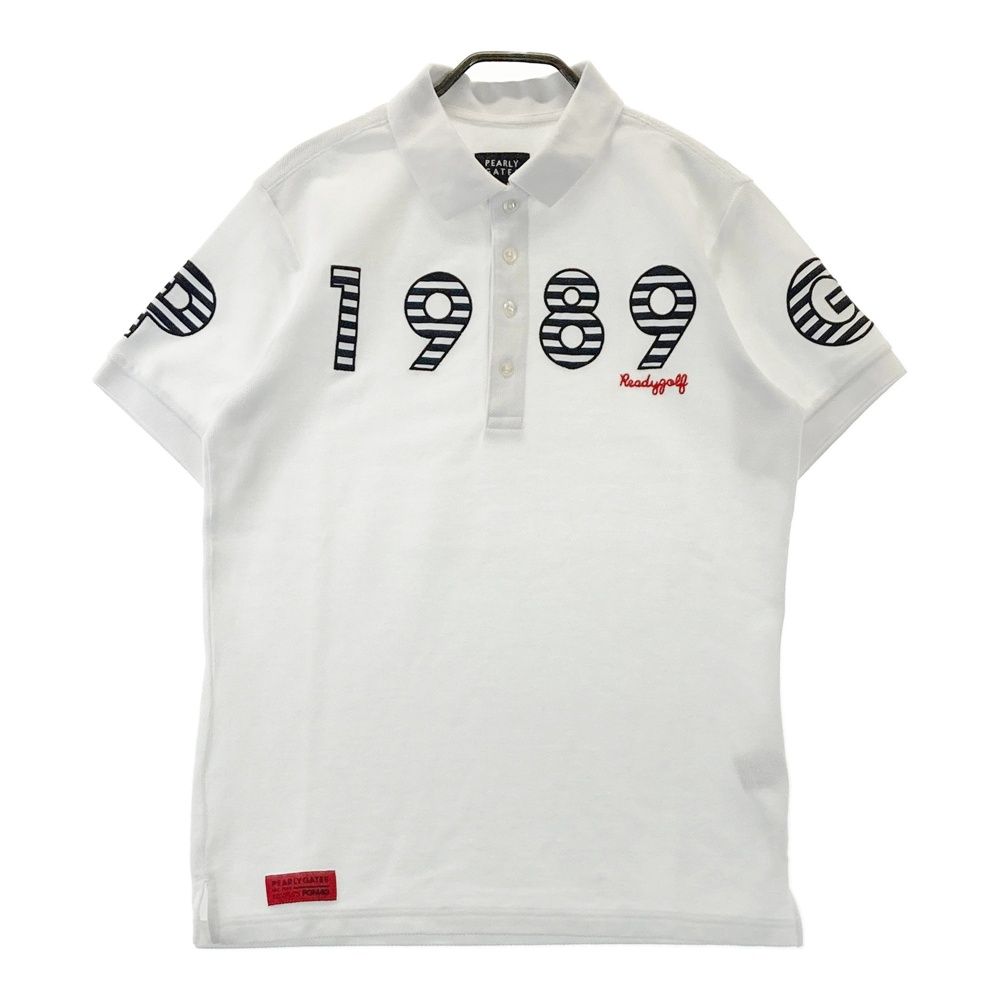 サイズ 4 PEARLY GATES パーリーゲイツ 半袖ポロシャツ ロゴ刺繍 ホワイト系 240101490005 ゴルフウェア メンズ ストスト
