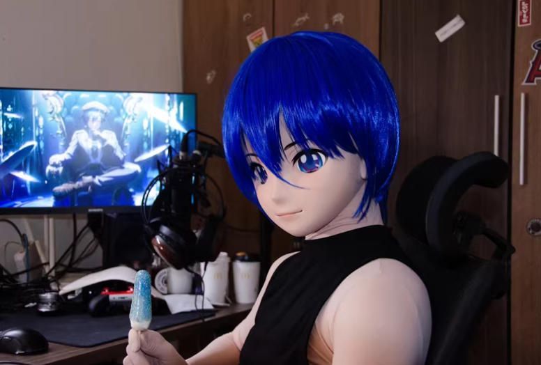 全頭マスク カツラ付き NO.876 フルマスク ドール ヘッドロリータ人形 コスプレ 変身 仮装 着ぐるみ 二次元 コスチューム