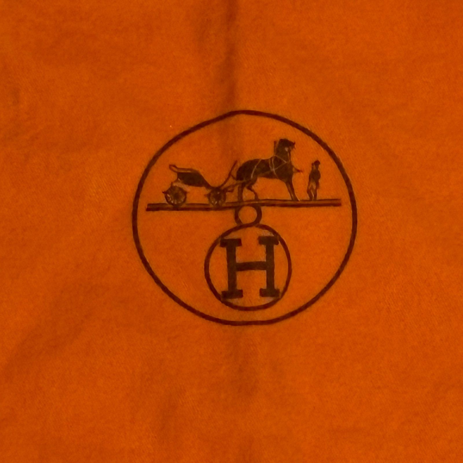 HERMES エルメス 保存袋 巾着 特大 約60cm×約51cm オレンジ 馬車