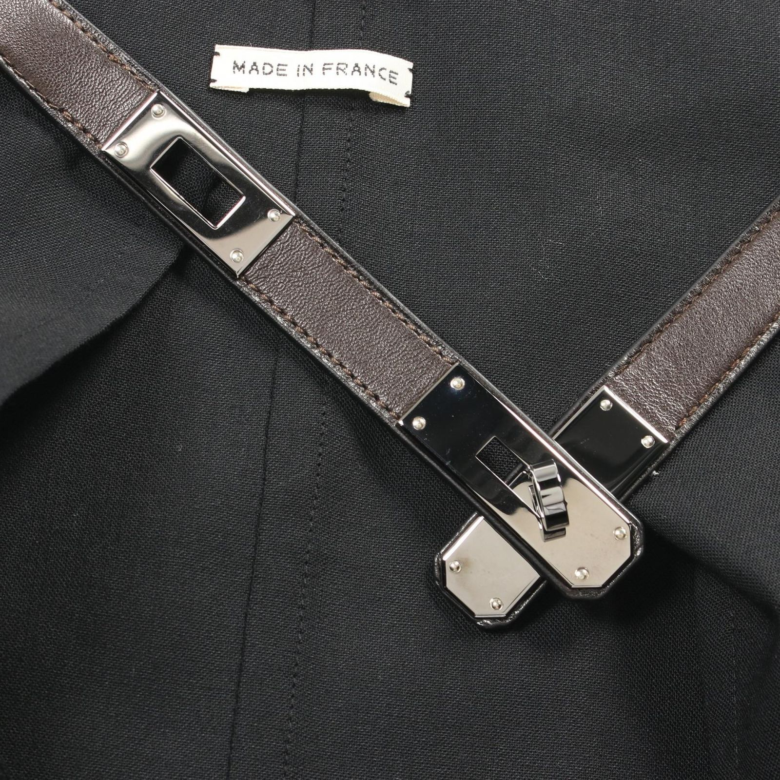 エルメス シャツワンピース ベルト付き コットン ブラック 34サイズ