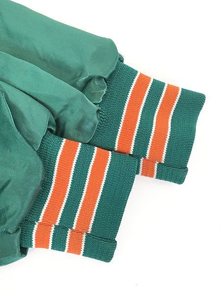 キッズ 古着 80s USA製 NFL Green Bay Packers パッカーズ 光沢 サテン スタジャン ジャケット 6-8歳位 古着 カラー緑
