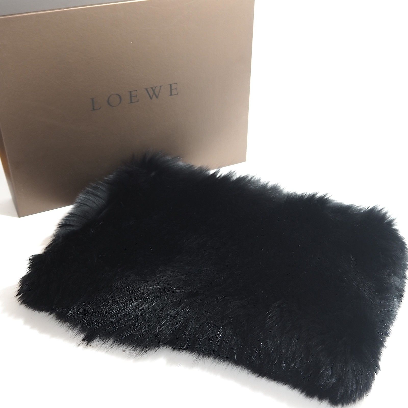◎ ロエベ LOEWE JPタグ フォックスファー カシミヤ ニット スヌード ブラック レディース 正規品 5-ZFF348