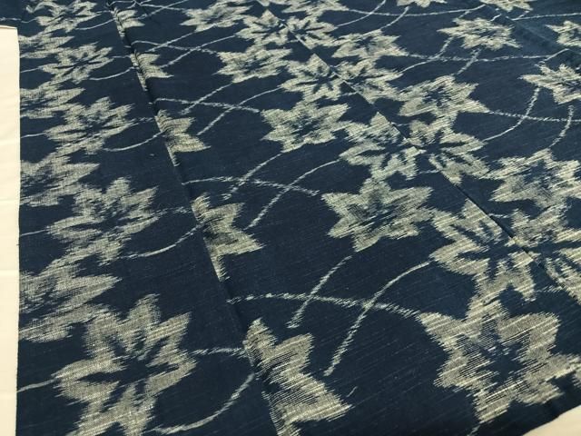 平和屋着物▽久留米絣 単衣 舞葉文 楓 綿 逸品 AAAV7264zg