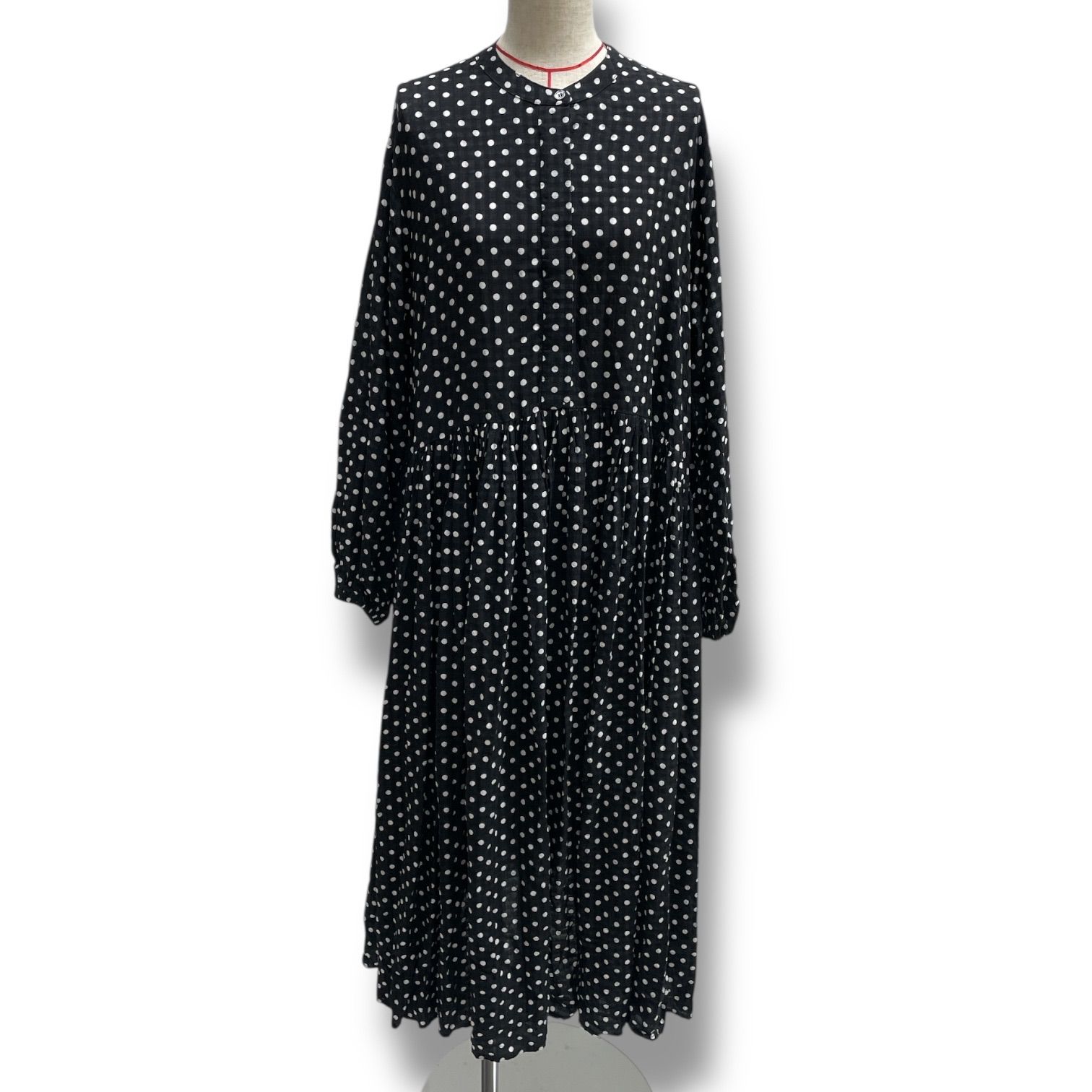 BEARDSLEY ビアズリー ドットギャザーワンピース ドレス ロング