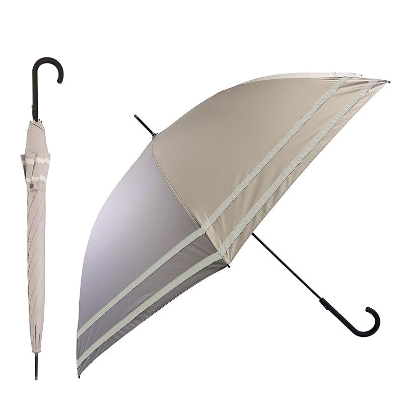 リニューアル macocca 完全遮光 晴雨兼用 UVカット 100% 軽量スリム ジャンプ傘 2本ライン 親骨58cm 日傘 雨傘 レディース メンズ 遮蔽 撥水 0