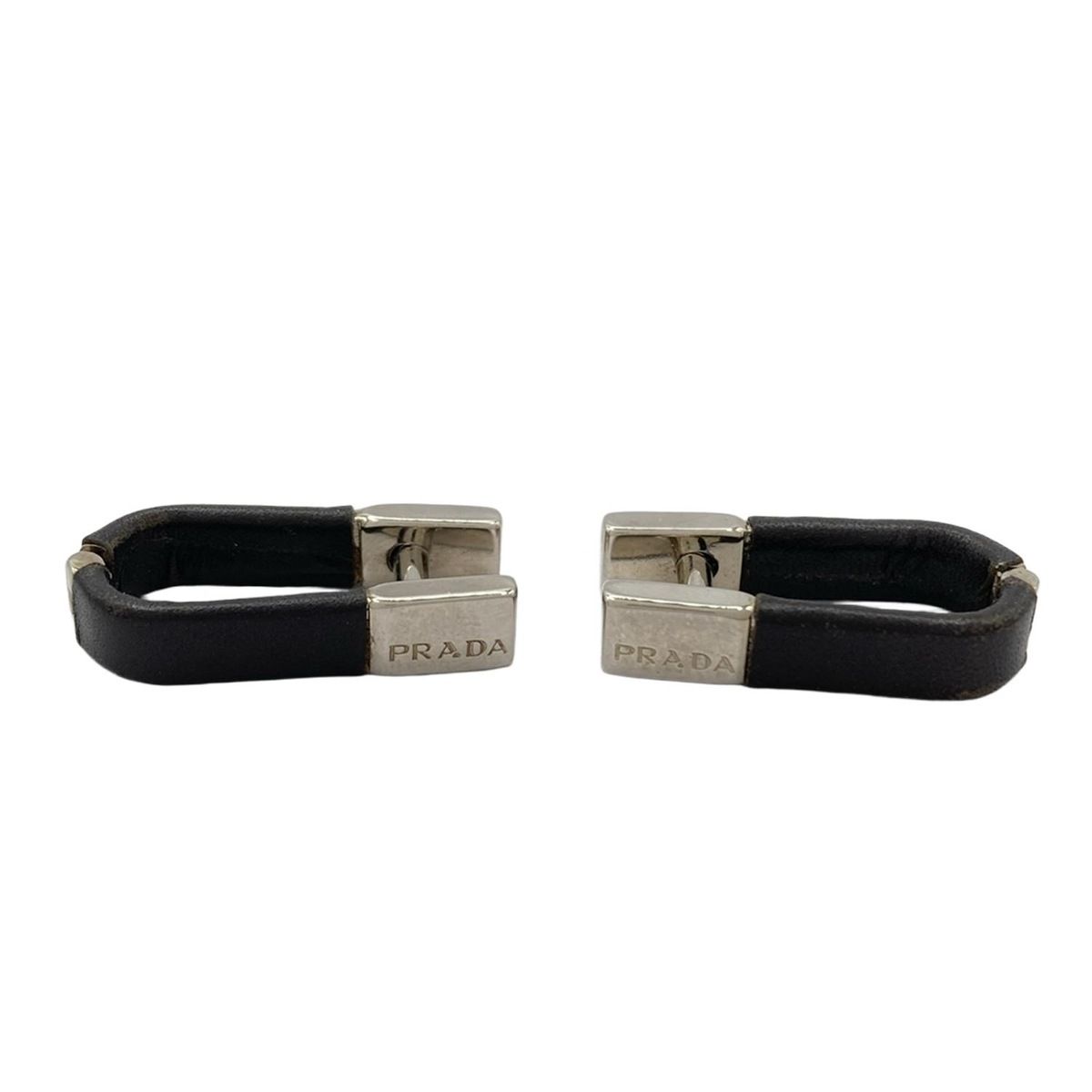 PRADA メンズ　カフス　ブラック×シルバー 楽天市場】プラダ カフス ブラック シルバー 真鍮 中古 カフリンクス