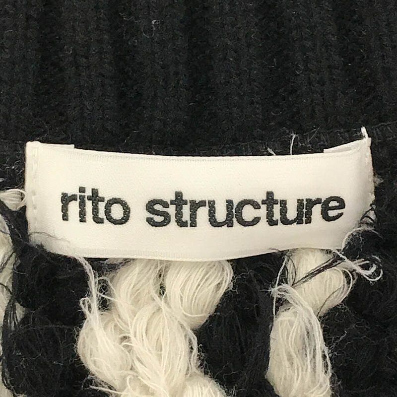 【美品】  rito structure / リトストラクチャー | 2022AW  Inlay Knit Vest オーバーシルエット インレー編み ウール ニット ベスト | 2 | ブラック | レディース 美品】 rito structure / リトストラクチャー | 2022AW Inlay Knit