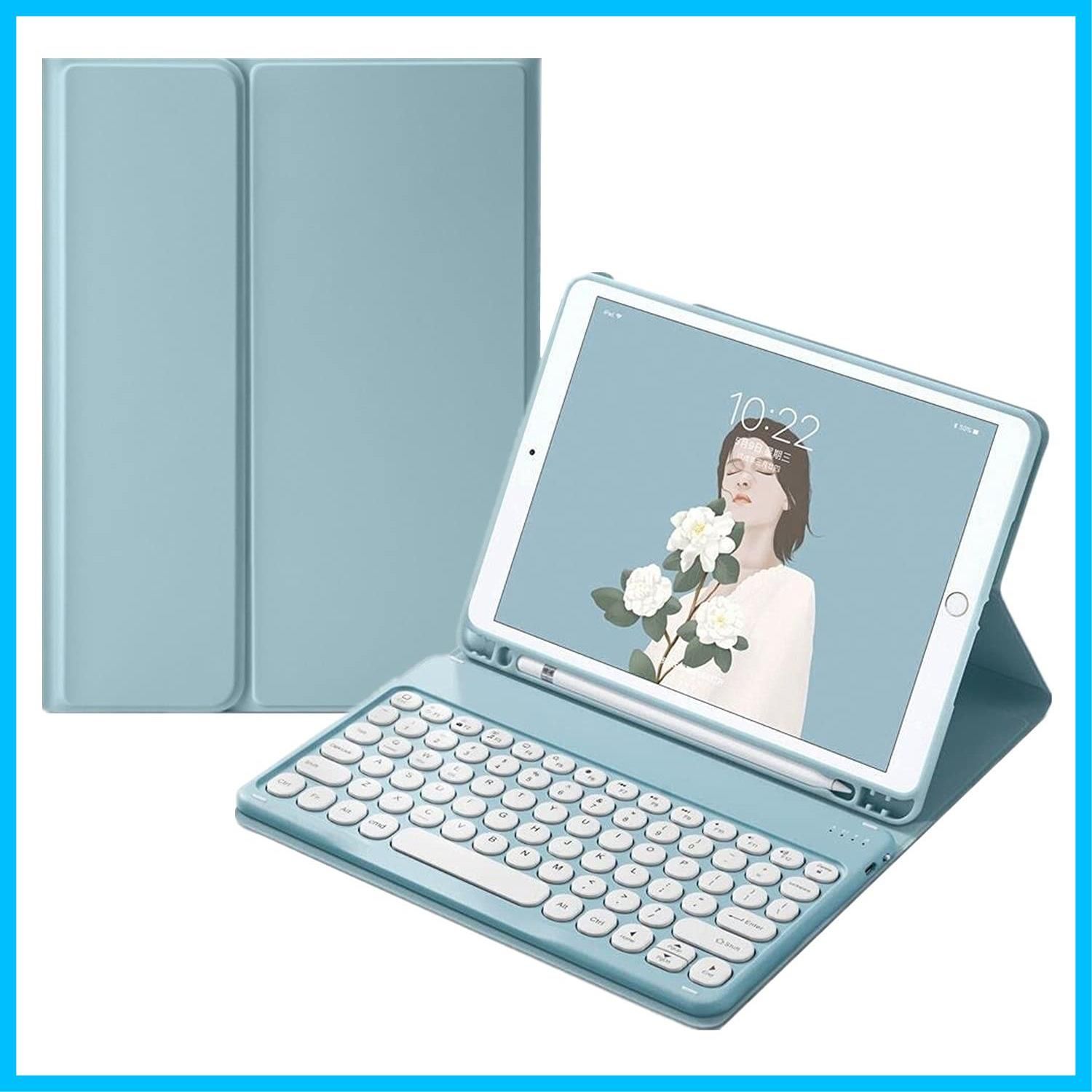 【在庫処分】丸型キー 可愛い カラーキーボード ケース カラフル iPad Mini Mini 第6世代 2021 アイパッド ミニ6 iPad 丸い 分離式 キーボード付き キーボード カバー アップル ペンシル 6 収納可能 (