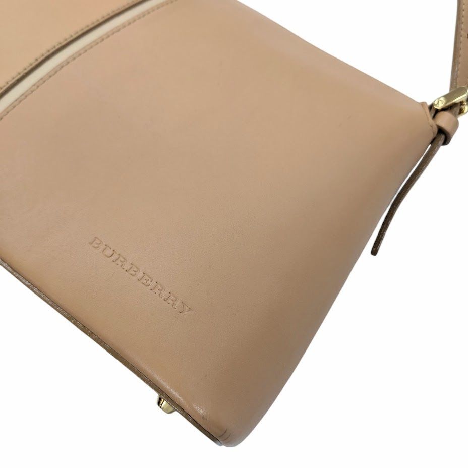 BURBERRY バーバリー レザー ベージュ ワンショルダー ハンドバッグ BURBERRY バーバリー レザー ワンショルダー ハンドバッグ 裏地