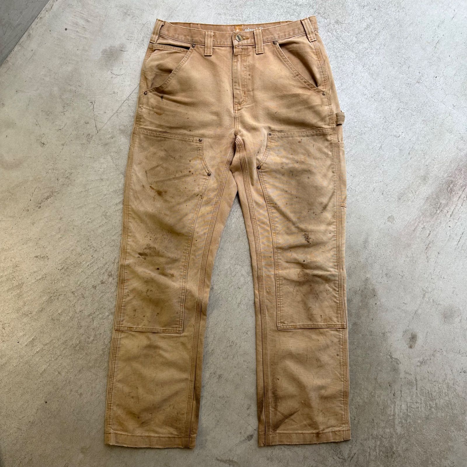 USA製Carhartt ダブルニー ワークパンツ　w32×L32 USA製 カーハート ダブルニー パンツ W32L32 ブラウン カーハート