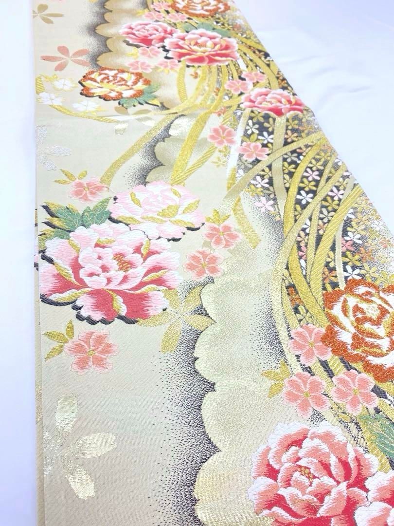 袋帯 正絹 振袖 豪華 牡丹 ロングサイズ NICORILABO_COM
