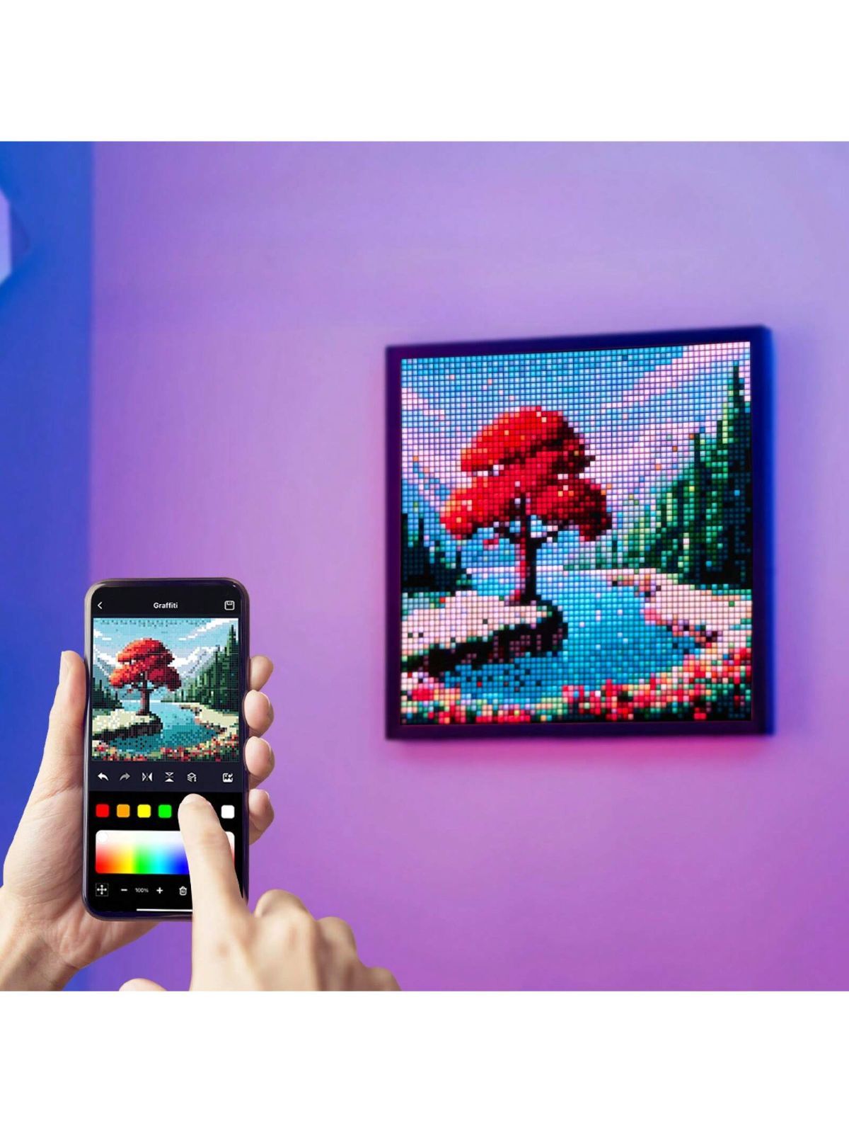 32*32ピクセルデイスプレイフレーム - スマートデジタルアートフレーム Bluetoothアプリ制御対応、32x32解像度、カスタマイズ可能なドット アートスクリーン、アプリ接続機能 - ホームデコレーションやゲームルームに最適 ヤマダモール | Divoom Pixoo 64 デジタルフレーム  ...