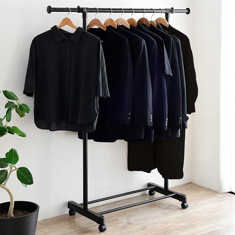 山善(YAMAZEN) ハンガーラック (パイプハンガー) キャスター付き 縦/横