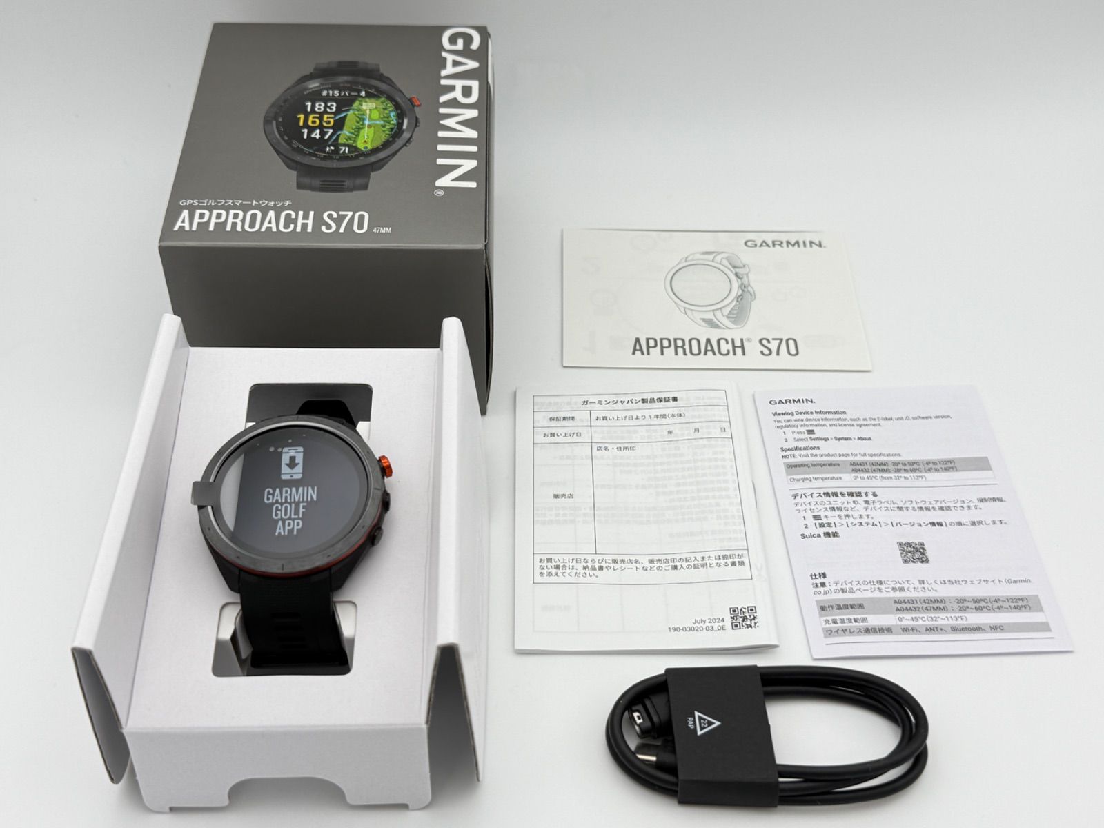 即決 中古超美品 ガーミン Approach S70 47mm[Black] GPSナビ ガーミン