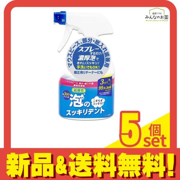  泡のスッキリデント マウスピース部分・総入れ歯兼用洗浄剤 本体 300mL 5個セット まとめ売り 入れ歯洗浄剤
