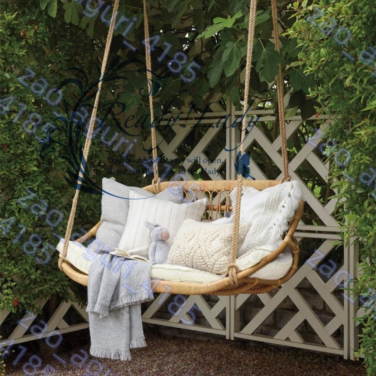 ウィッカー製吊り下げ式バスケット卵型