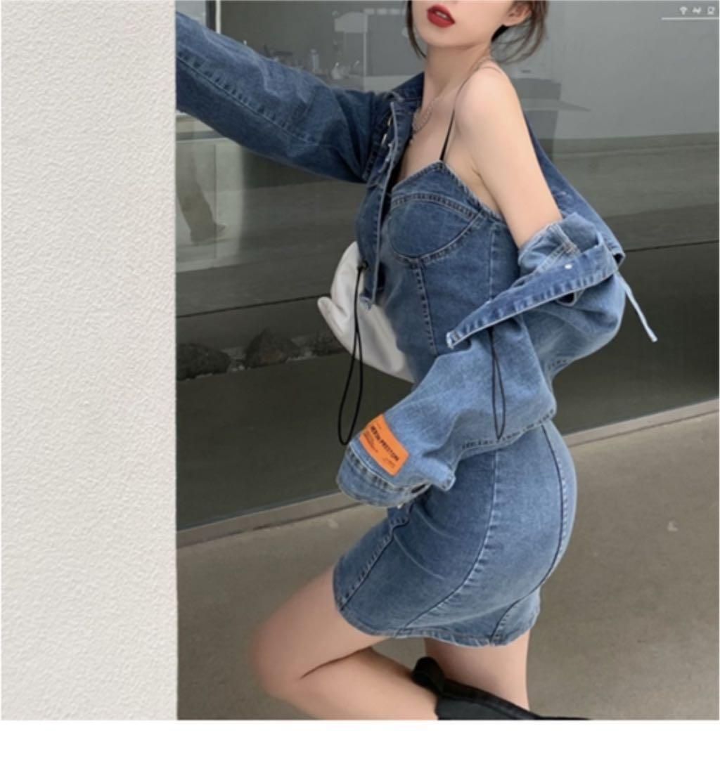 春夏コーデ❤️セットアップ　Gジャン　デニムジャケット　ワンピース　ミデニム 新品未使用 春夏コーデ セットアップ Gジャン デニムジャケット