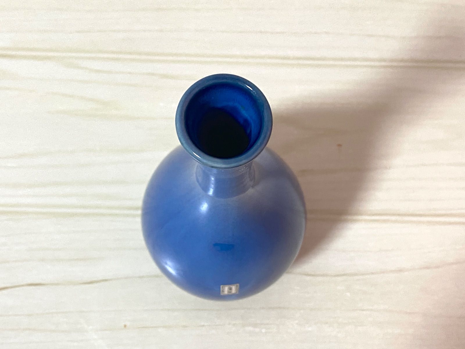 淡い青色の陶器花瓶 青磁菊花瓶 一輪挿し フラワーベース 花器 陶磁器 日本製 美濃焼