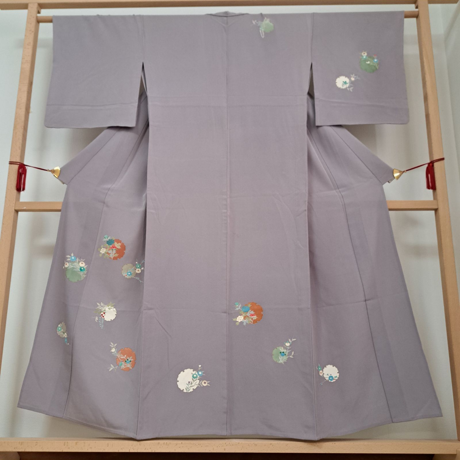 単衣・付下げ 】裄68cm 身丈152.5cm 小柄な方へ 正絹 紫系色に