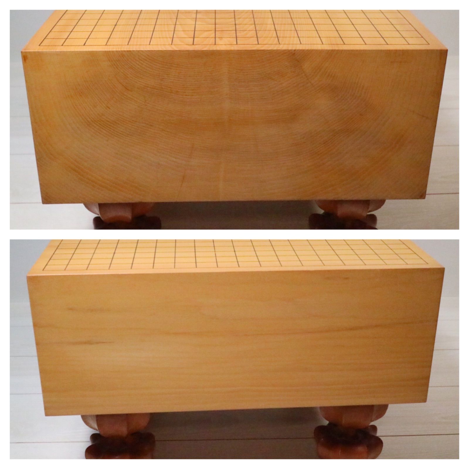 美品】 碁盤 榧 板目 五寸七分 足付 脚付碁盤 幅45.5cm/盤厚17.3cm