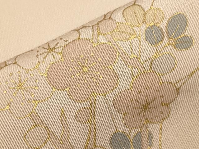 平和屋着物▽訪問着 単衣 駒刺繍 草花文 金彩 正絹 逸品