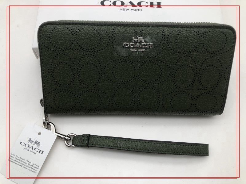 C4715コーチ COACH 女性用 長財布 緑 - 小物