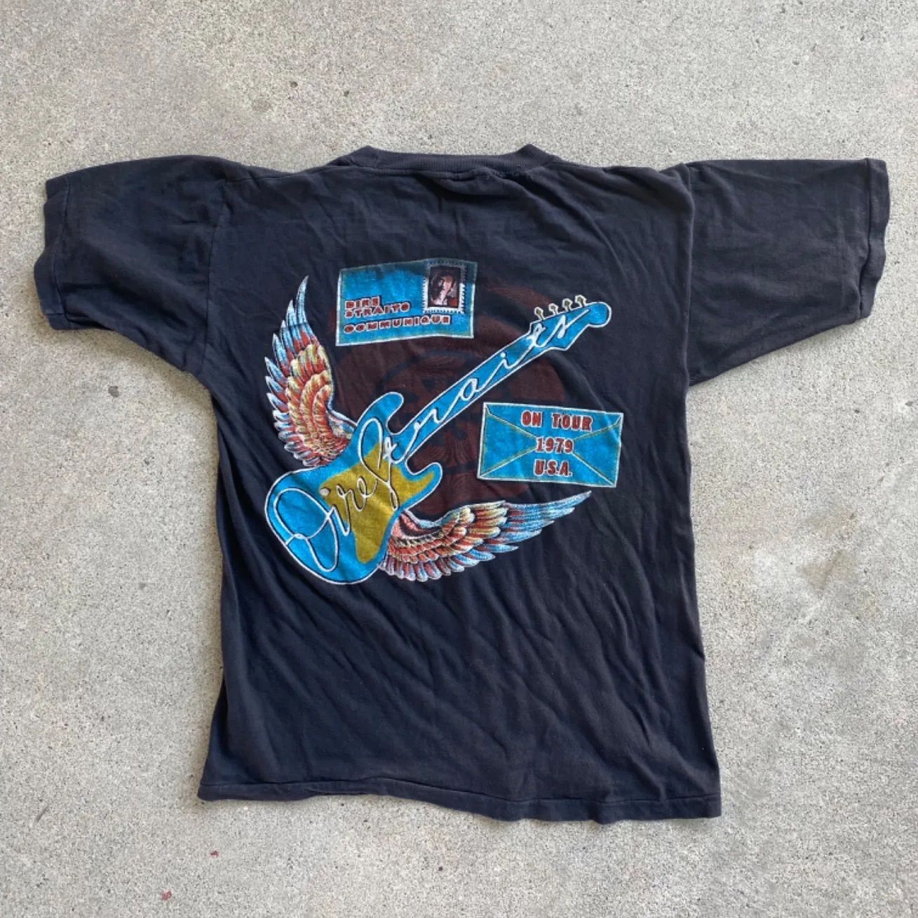 70's] DIRE STRAITS バンドTシャツ パキ綿 vintage ブラック USA古着