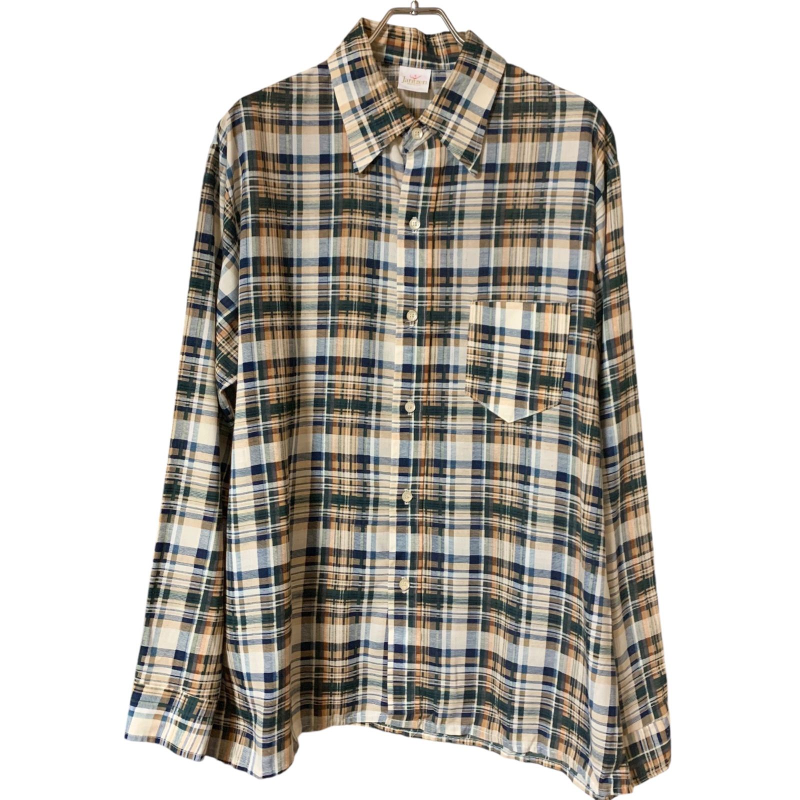 【Rare】70's Jantzen Check Shirts 【XL】60年代 70年代 ジャンセン チェックシャツ ヴィンテージシャツ ポリシャツ