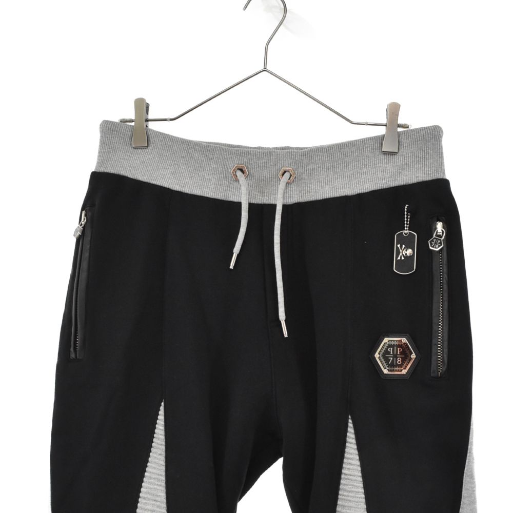 Philipp Plein (フィリッププレイン) STAR PATCHED BIKER SWEAT PANT FW16HM680791-1  スターパッチドバイカースウェットパンツ イージーパンツ ブラック/グレー - メルカリ