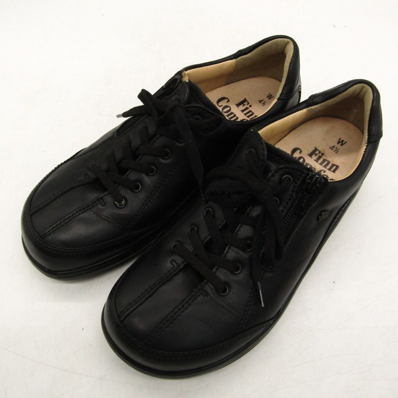 美品 フィンコンフォート コンフォートシューズ ベルクロ レザー 黒 23 美品 フィンコンフォート コンフォートシューズ ベルクロ レザー 黒 23
