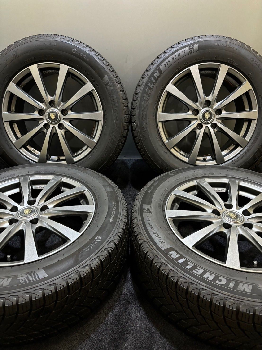 ★225/65R17 MICHELIN/X-ICE SNOW SUV 22年製 MANARAY 17インチ 7J +50 114.3 5H スタッドレス 4本 CX-5 エクストレイル (南7-G755)