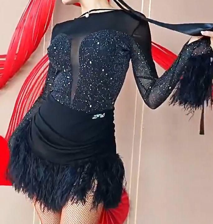 ラテンドレス ラテンワンピース ダンス衣装 ブラック オーダーメイド