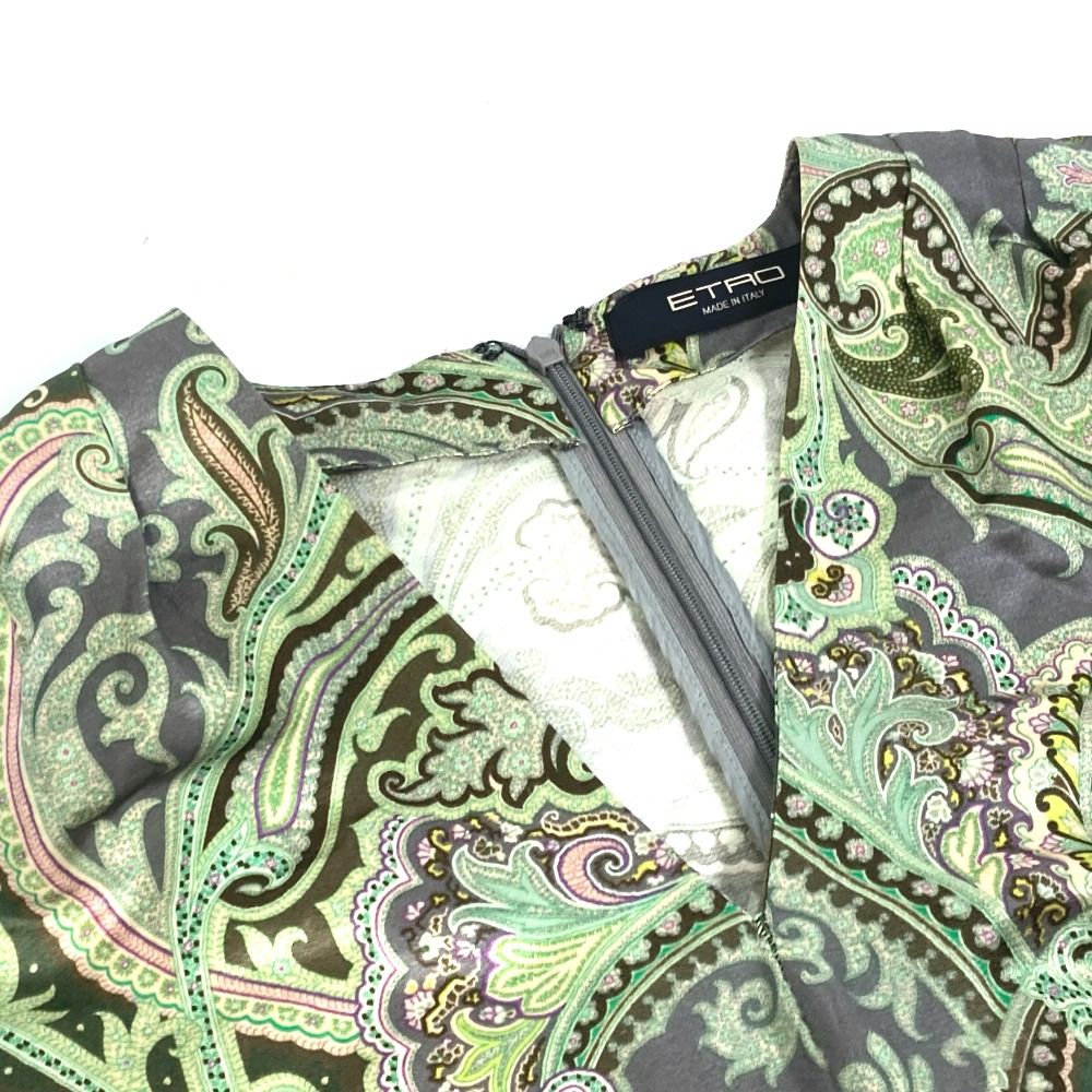 ETRO エトロ イタリア製 総柄 ペイズリー ウールストレッチワンピース ETRO エトロ ワンピース 良好 サイズ:38 マルチカラー