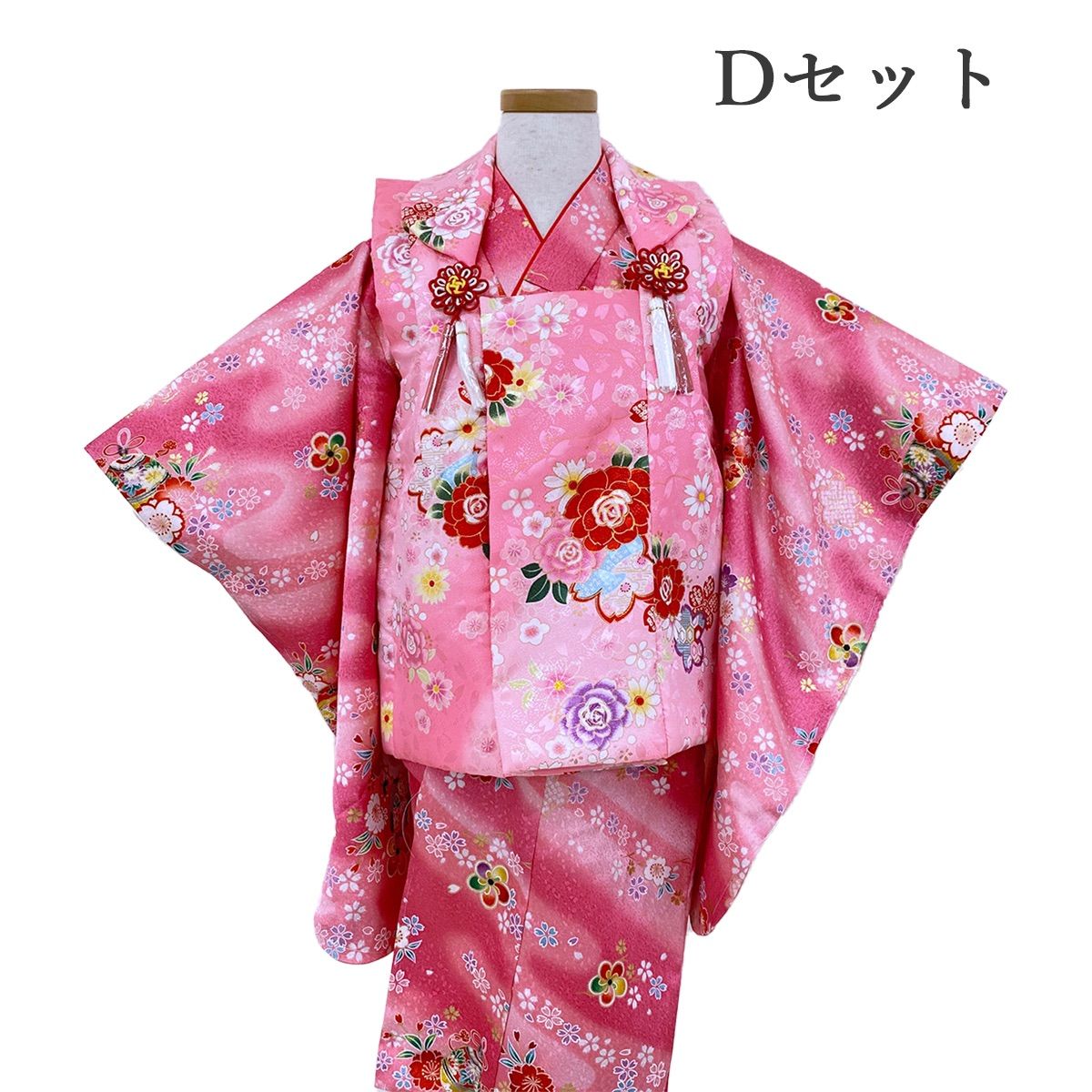 七五三 3歳 女の子 着物 被布 被布セット 巾着 草履 髪飾り 新品 特価 