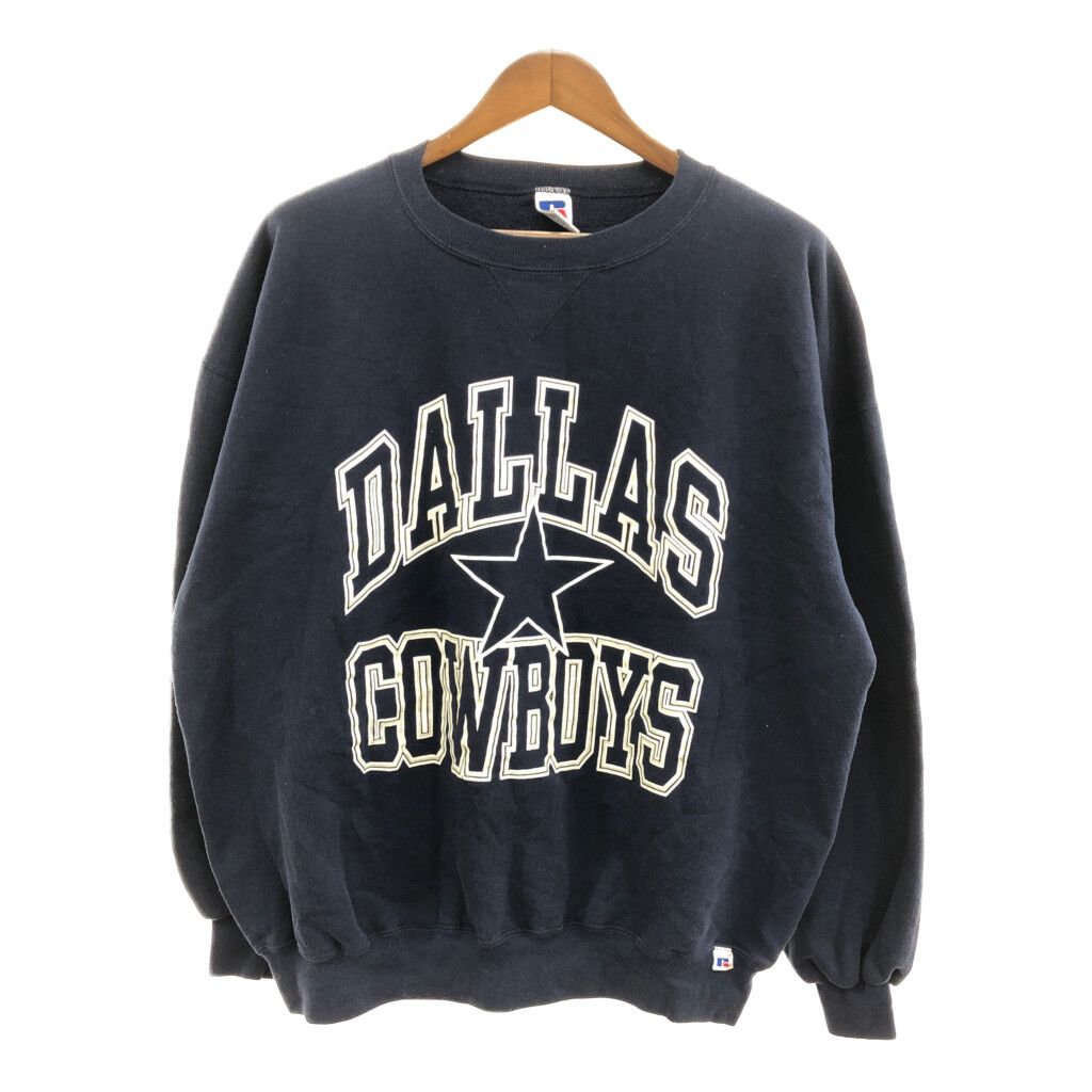 90年代 USA製 RUSSELL ATHLETIC ラッセル NFL ダラス・カウボーイズ スウェット プロチーム ネイビー (メンズ XXL) 中古 古着 P9527
