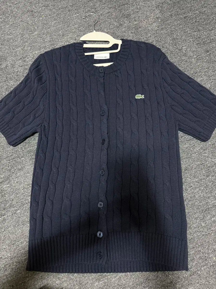ラコステ ネイビー ケーブル 半袖 カーディガン