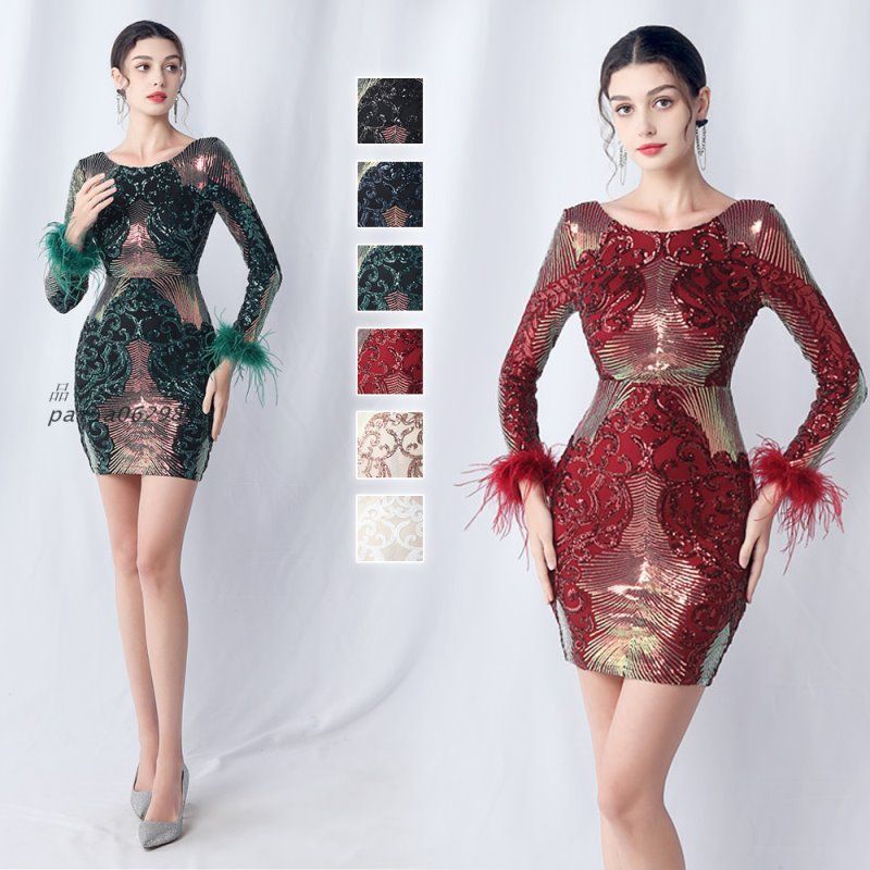 ドレス ミニドレス 長袖 マーメイドドレス パーティードレス マーメイドラインドレス ウエディングドレス イブニングドレス ウェディングドレス pai5a062984