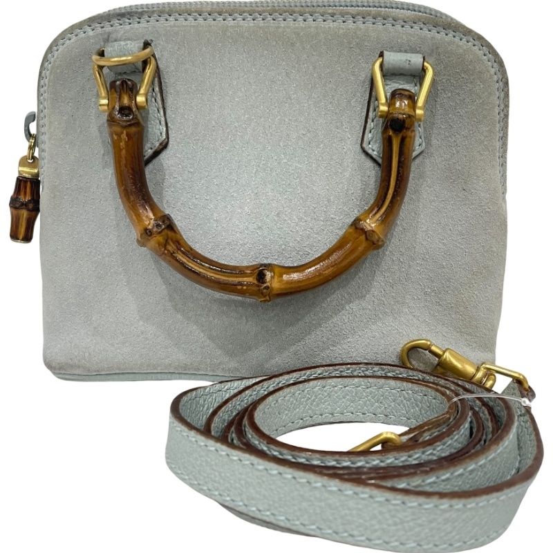 GUCCI グッチ バンブー 2way ミニハンドバッグ 007 2865 0231 ライトブルー スエード レザー ハンドバッグ レディース 12510K167 USTAUSTRALIA_COM_AU