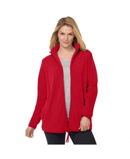 送料無料 ウーマン ウィズイン レディース ジャケット ブルゾン アウター Women s Plus Size Zip-Front Microfleece Jacket Classic red