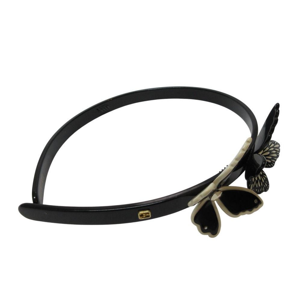 美品 アレクサンドルドゥパリ ☆ バタフライ カチューシャ 細め ブラック 仏製 美品 アレクサンドルドゥパリ ☆ バタフライ カチューシャ 細め