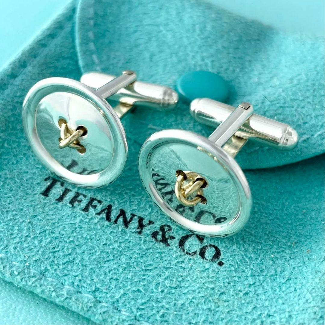 ティファニー ボタン コンビ カフス 925 750 QR 4 fe