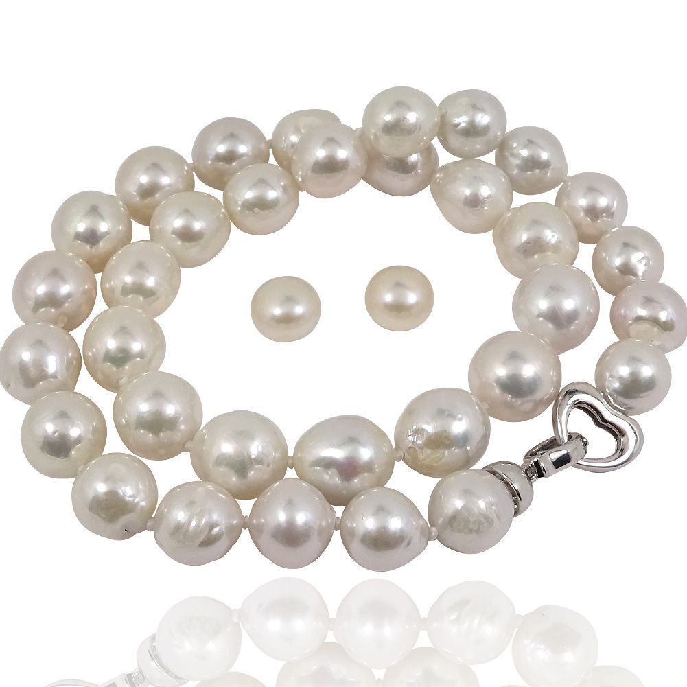 超大珠 11-13mm 天然湖水パールネックレス イヤリング or ピアス 