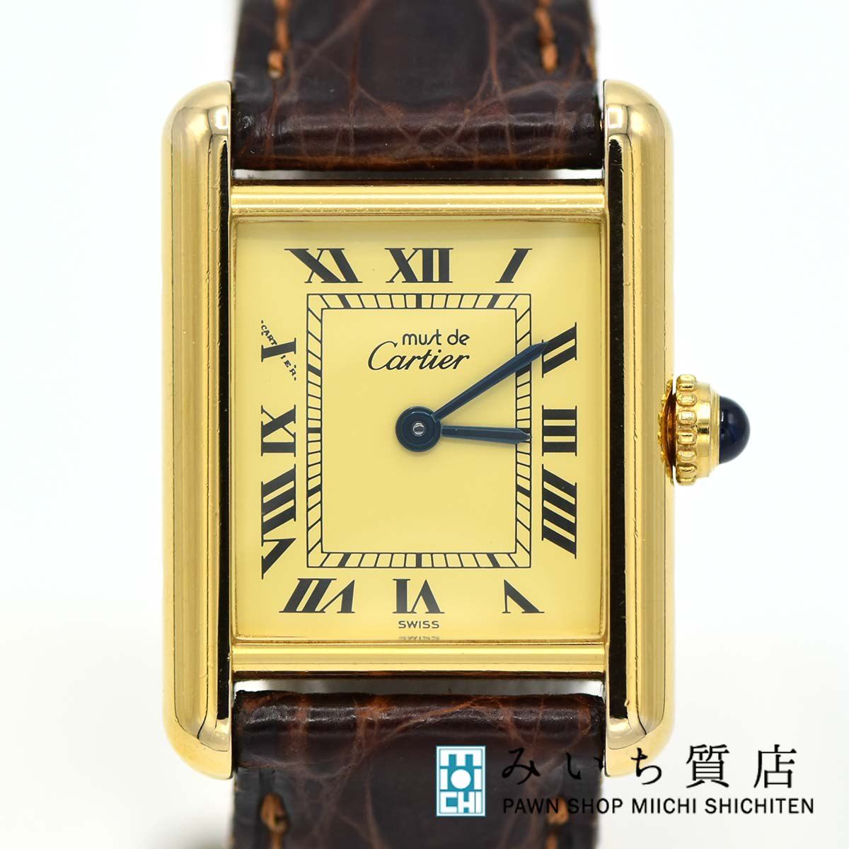 腕時計 稼働 カルティエ Cartier マストタンク ヴェルメイユ レザー 