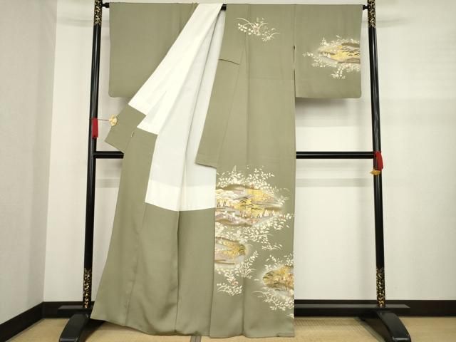 平和屋着物○訪問着 駒刺繍 風景花文 金彩 ますいわ屋扱い 正絹 逸品
