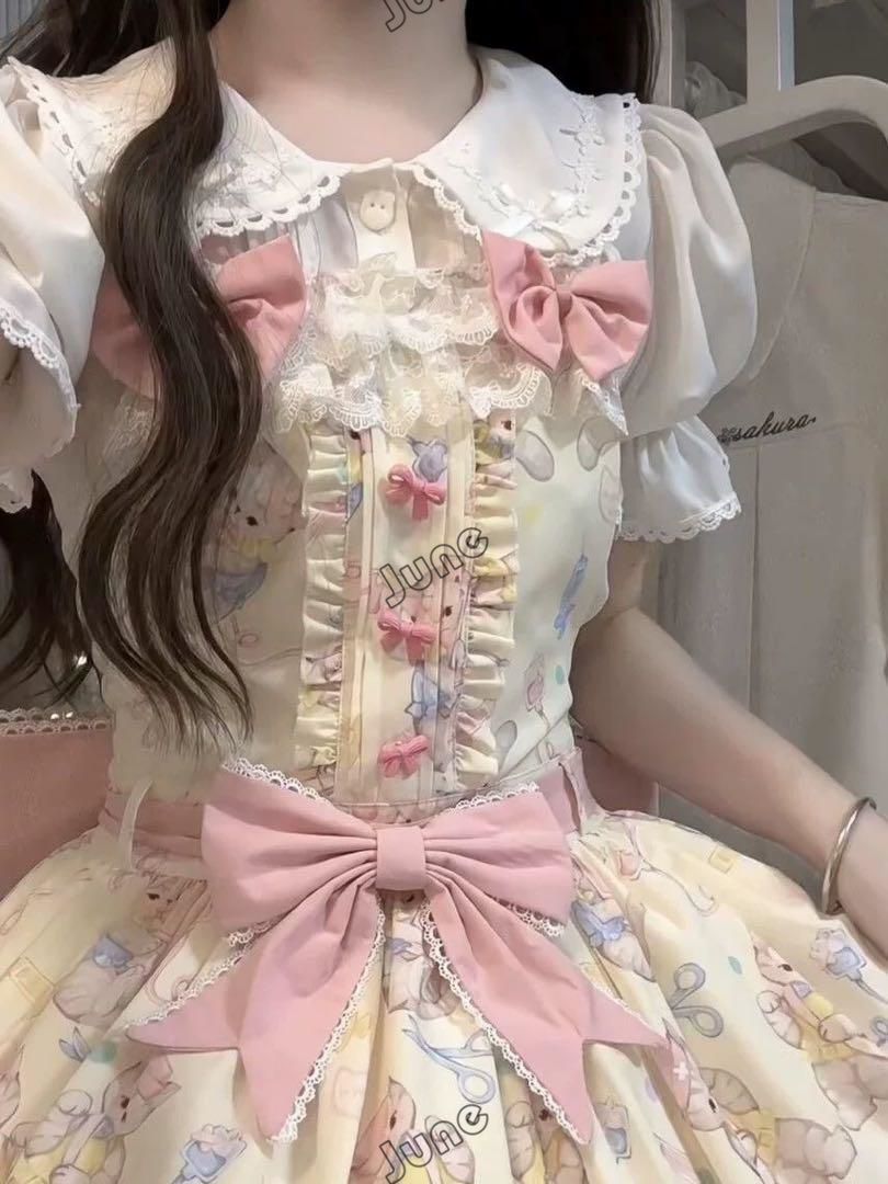 スイートロリータセットアップ?ミニ丈お出かけ女子会デートに最適