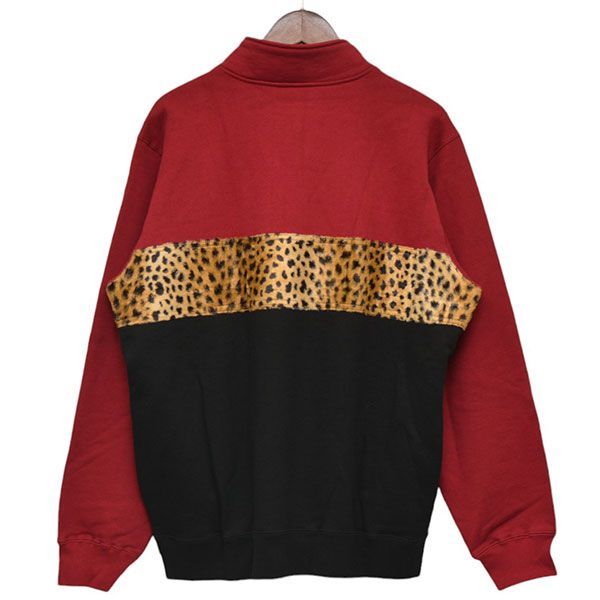 Supreme　シュプリーム　2018AW　Leopard Panel Half Zip Sweatshirt　レオパード切替プルオーバースウェット　8054000178162