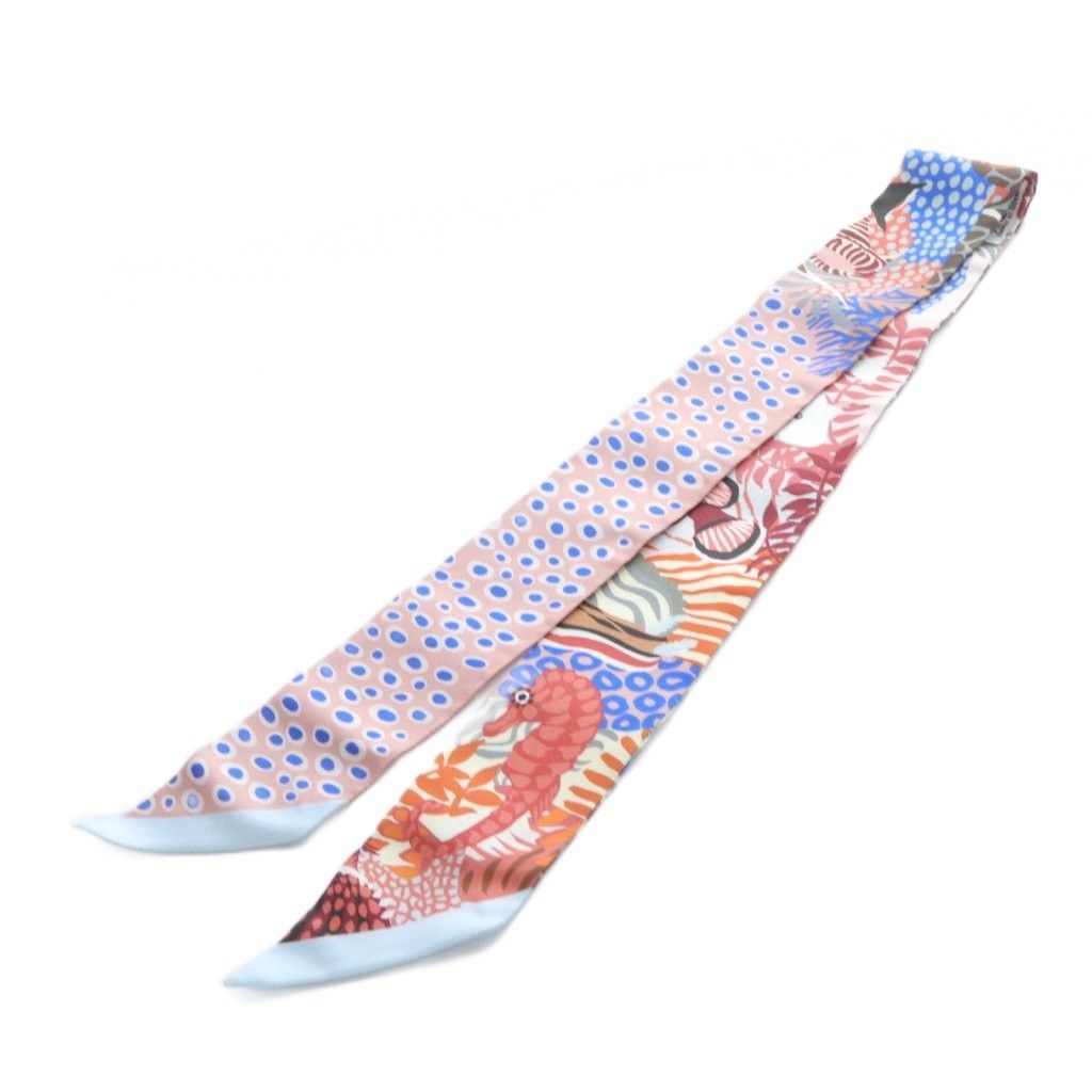 エルメス　ツイリー　レア人気柄❣️　「under the wave 」 エルメス ツイリー UNDER THE WAVES スカーフ 総柄 シルク